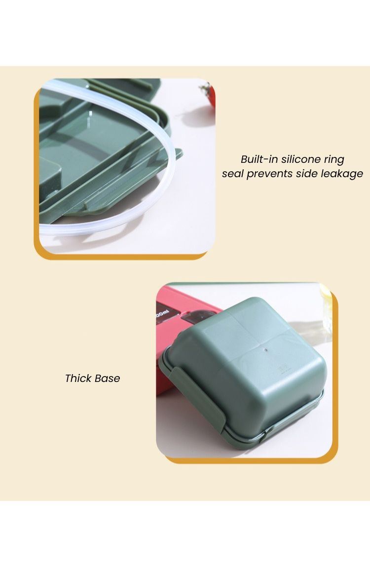 1100ML Lunch Box & Spoon Set with Sauce Compartment